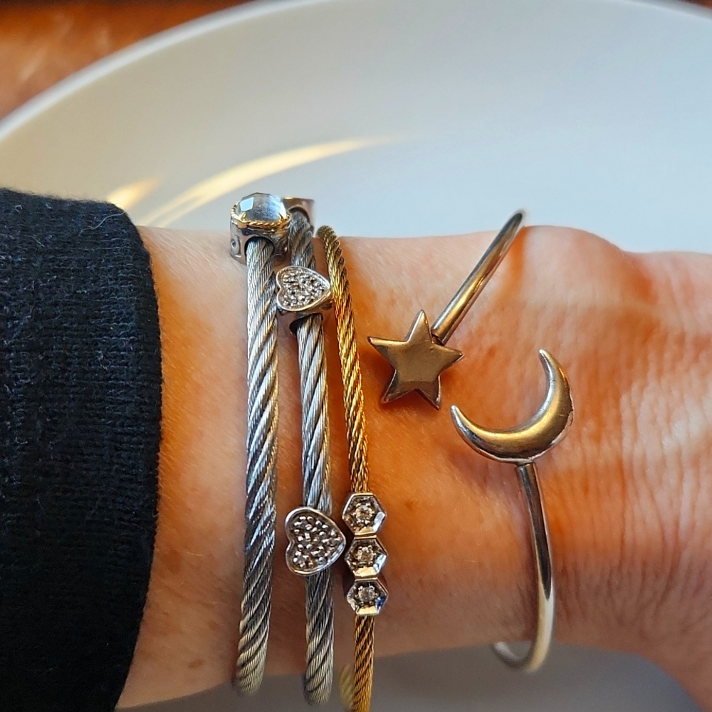 Sterling Moon and Star Celestial Bangle